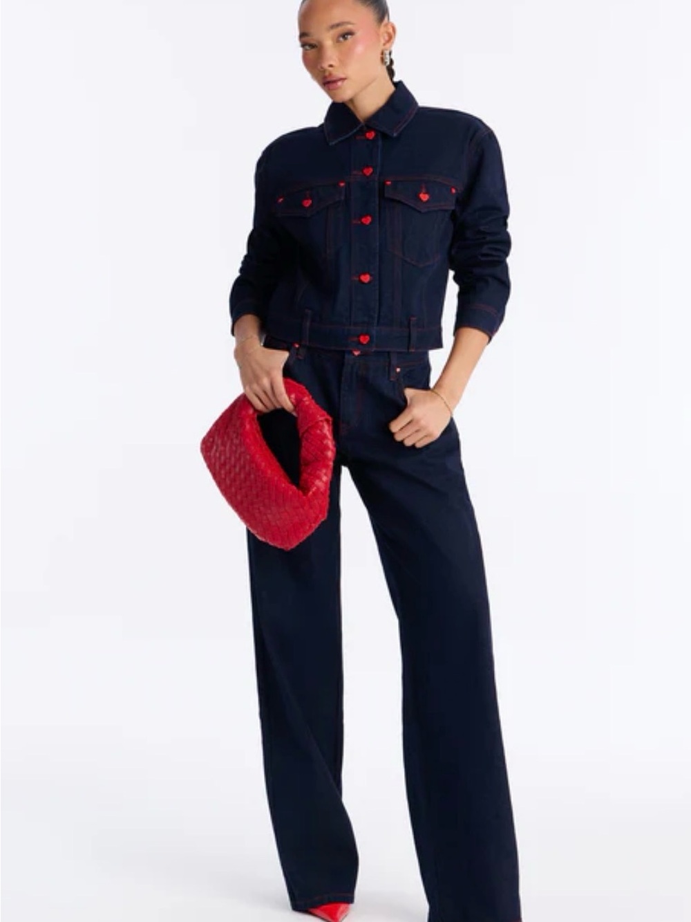 Denim Set Red Hearts